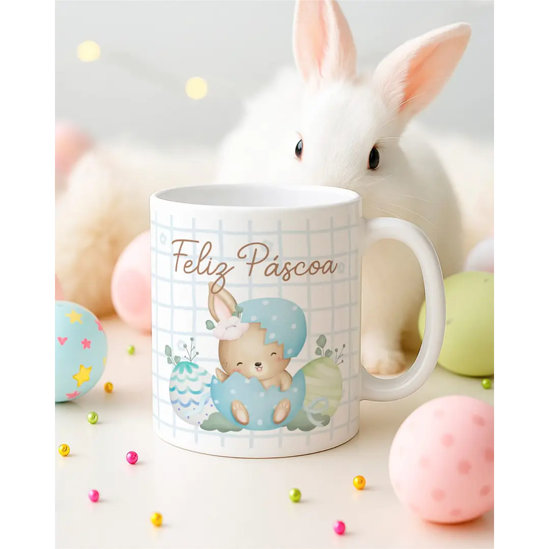 15 Artes para Canecas Páscoa Delicada Coelhos Arquivo Editável  4
