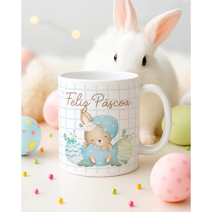 15 Artes para Canecas Páscoa Delicada Coelhos Arquivo Editável  4