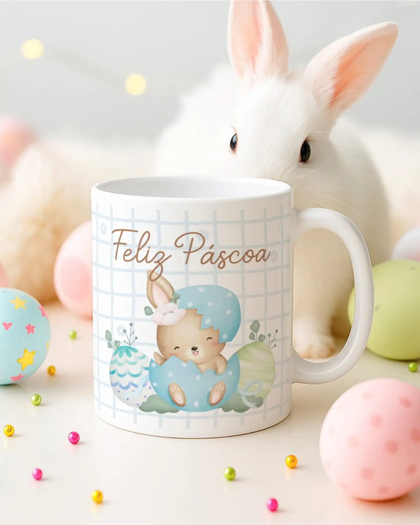 15 Artes para Canecas Páscoa Delicada Coelhos Arquivo Editável  4