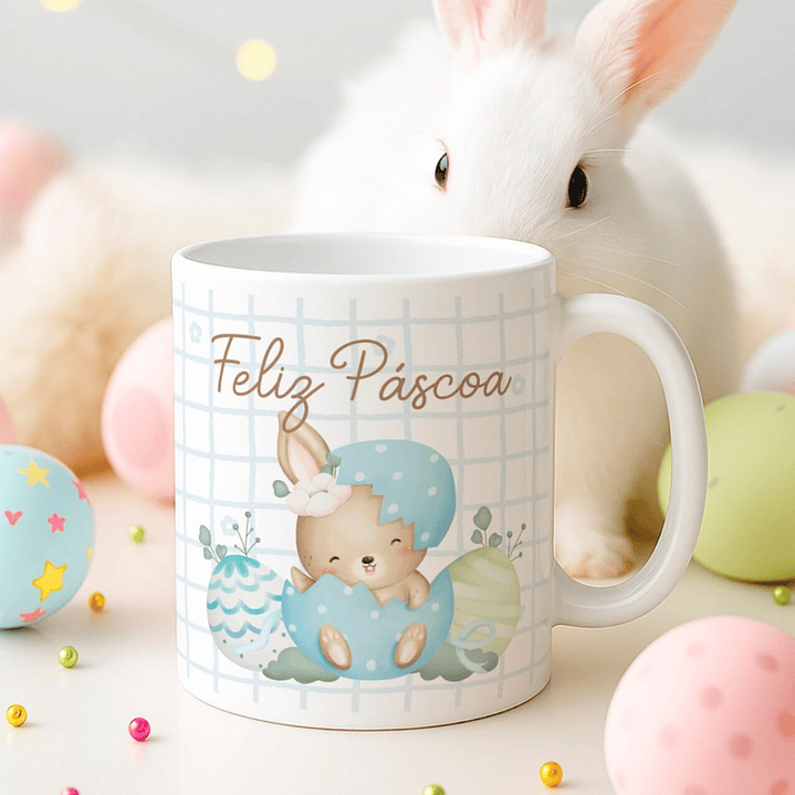 15 Artes para Canecas Páscoa Delicada Coelhos Arquivo Editável  4