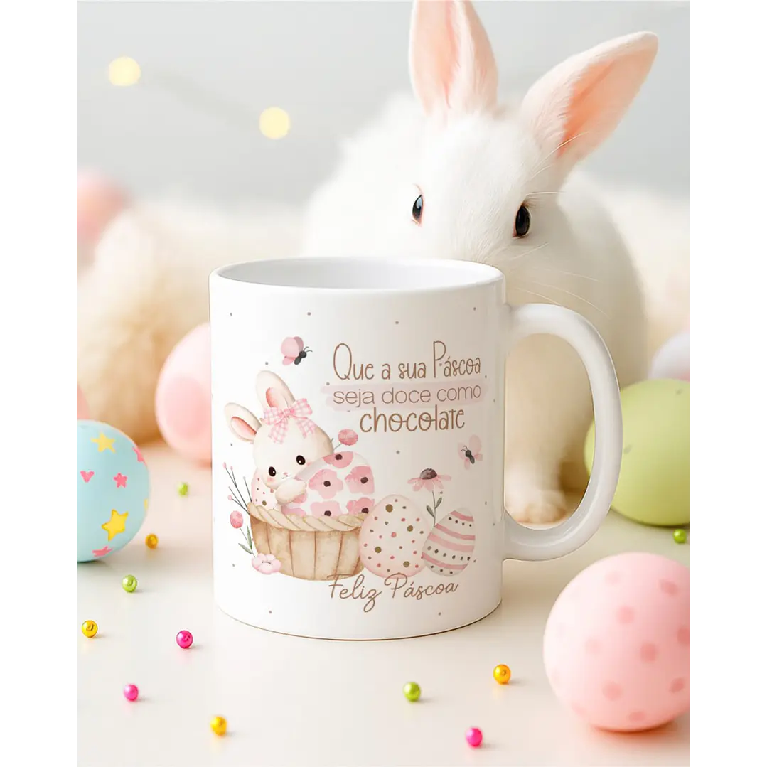 15 Artes para Canecas Páscoa Delicada Coelhos Arquivo Editável  1