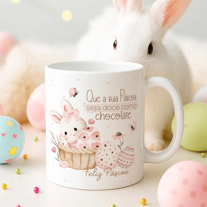 15 Artes para Canecas Páscoa Delicada Coelhos Arquivo Editável  1