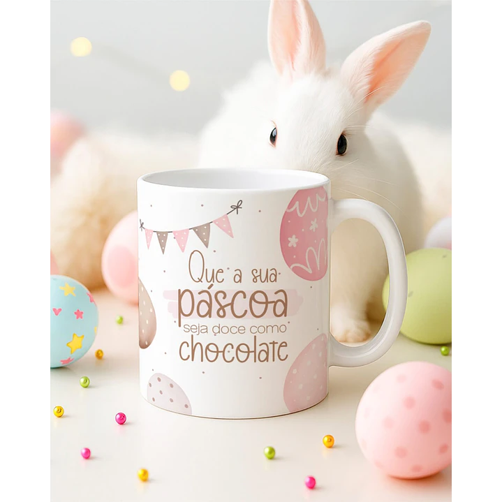 15 Artes para Canecas Páscoa Delicada Coelhos Arquivo Editável  5
