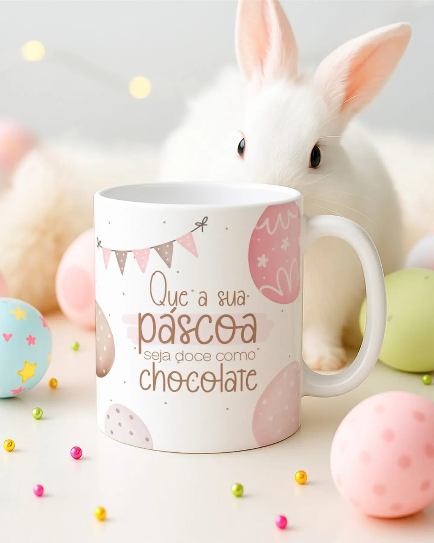 15 Artes para Canecas Páscoa Delicada Coelhos Arquivo Editável  5