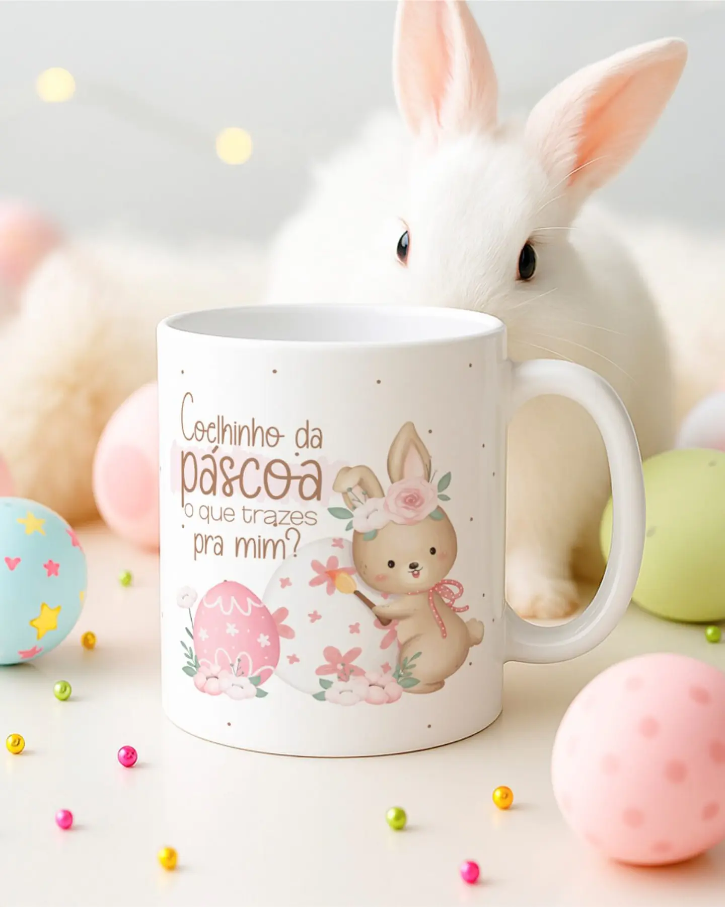 15 Artes para Canecas Páscoa Delicada Coelhos Arquivo Editável  6