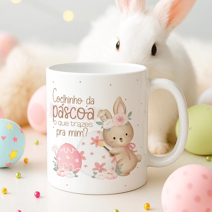 15 Artes para Canecas Páscoa Delicada Coelhos Arquivo Editável  6