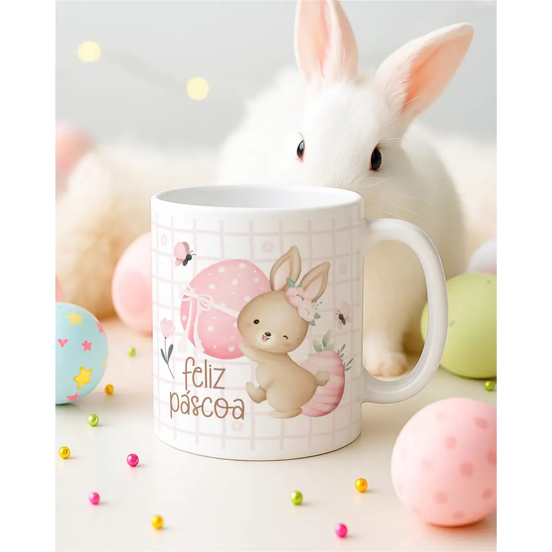 15 Artes para Canecas Páscoa Delicada Coelhos Arquivo Editável  8