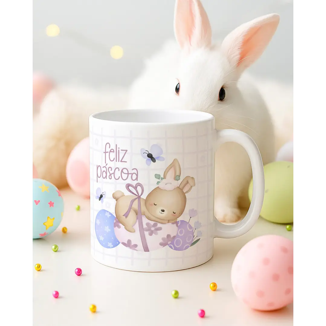 15 Artes para Canecas Páscoa Delicada Coelhos Arquivo Editável  9