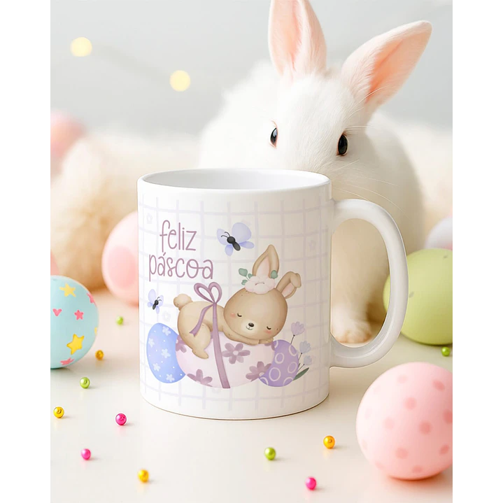 15 Artes para Canecas Páscoa Delicada Coelhos Arquivo Editável  9