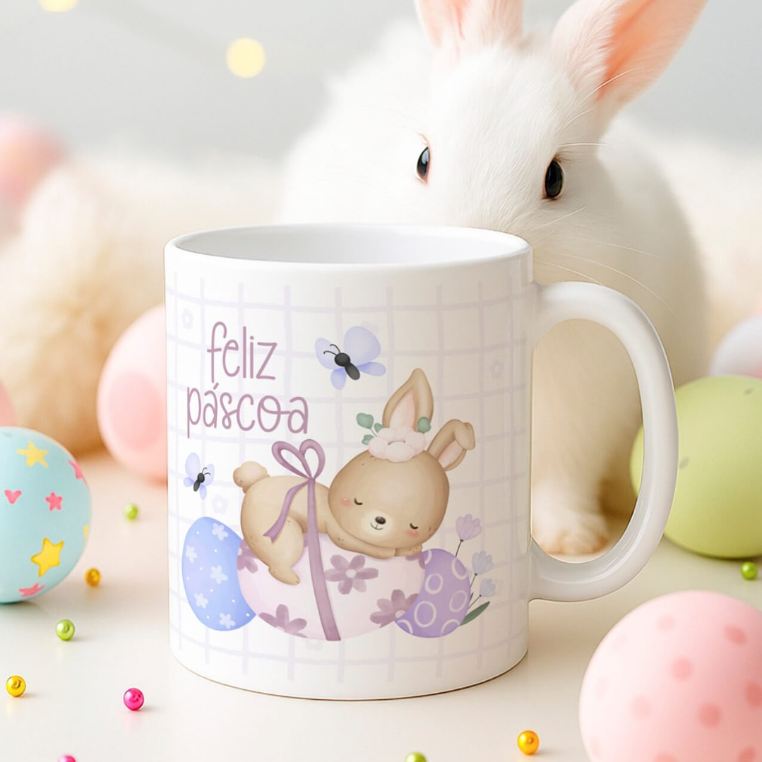 15 Artes para Canecas Páscoa Delicada Coelhos Arquivo Editável  9