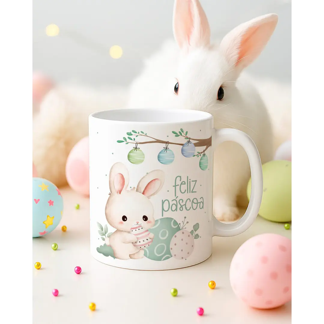 15 Artes para Canecas Páscoa Delicada Coelhos Arquivo Editável  10