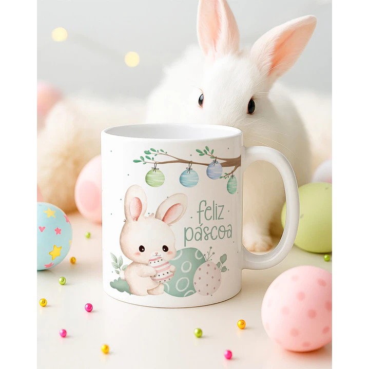 15 Artes para Canecas Páscoa Delicada Coelhos Arquivo Editável  10