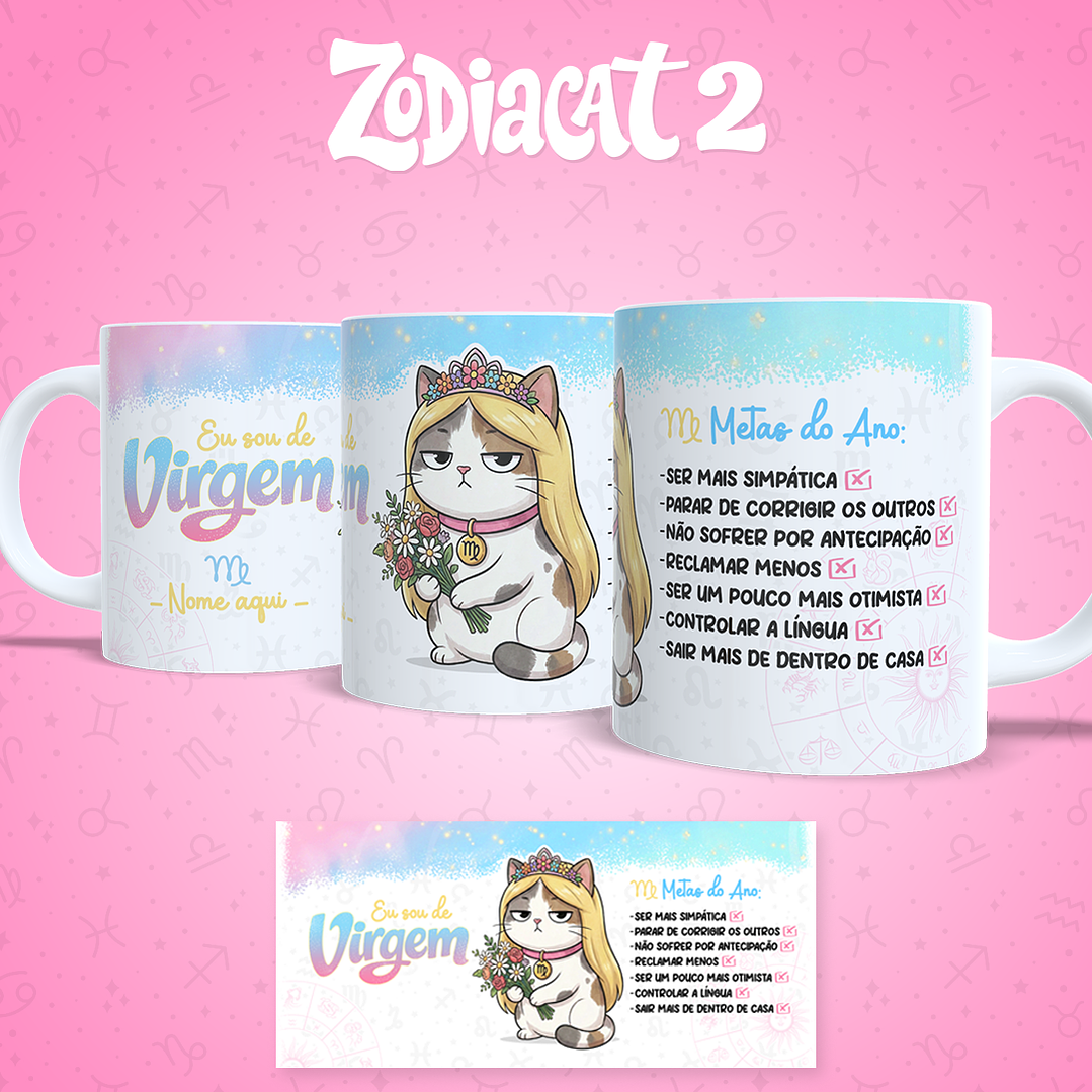 24 Artes para Caneca Siguinos Gatinhos Zodiacat Vol. 2  e 1 Arquivo em Jpg 2