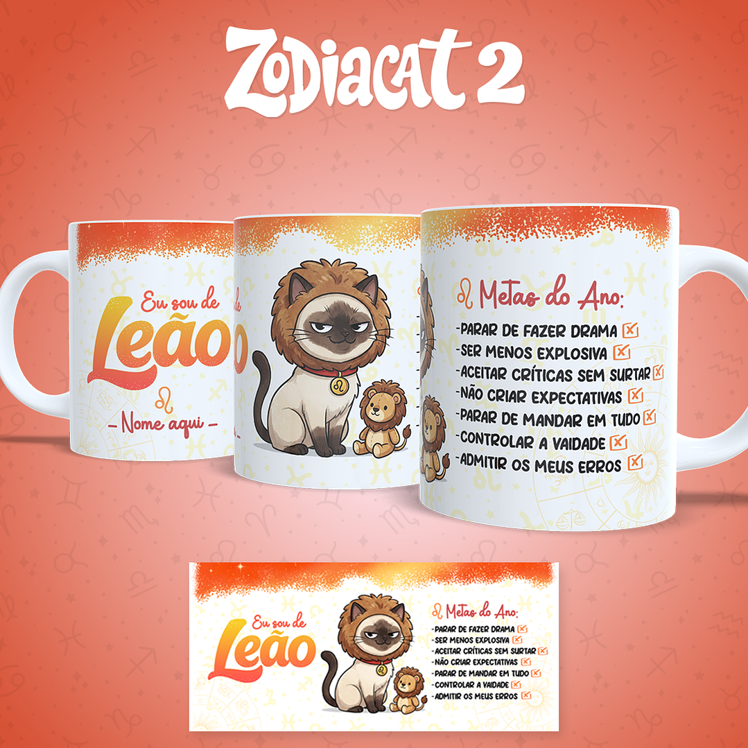 24 Artes para Caneca Siguinos Gatinhos Zodiacat Vol. 2  e 1 Arquivo em Jpg 5