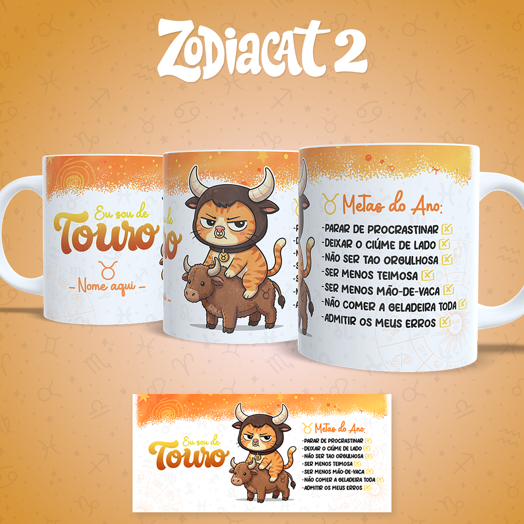 24 Artes para Caneca Siguinos Gatinhos Zodiacat Vol. 2  e 1 Arquivo em Jpg 6