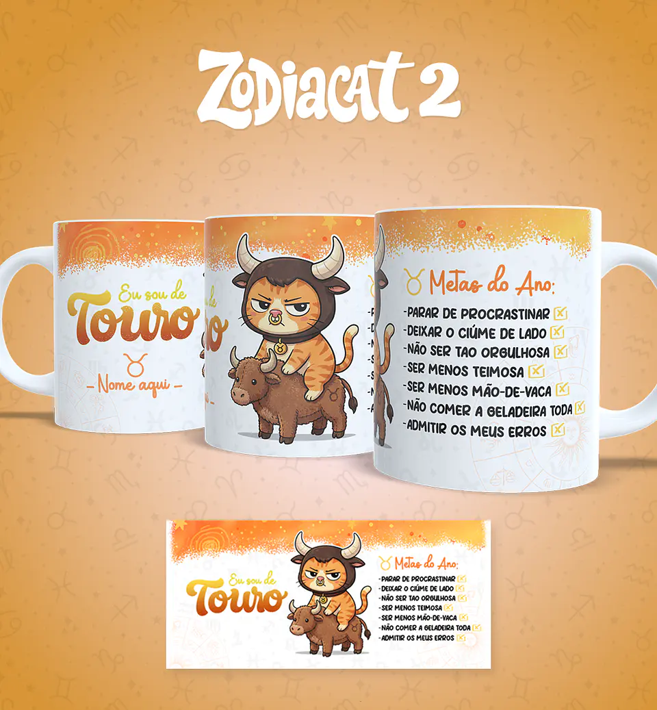 24 Artes para Caneca Siguinos Gatinhos Zodiacat Vol. 2  e 1 Arquivo em Jpg 6