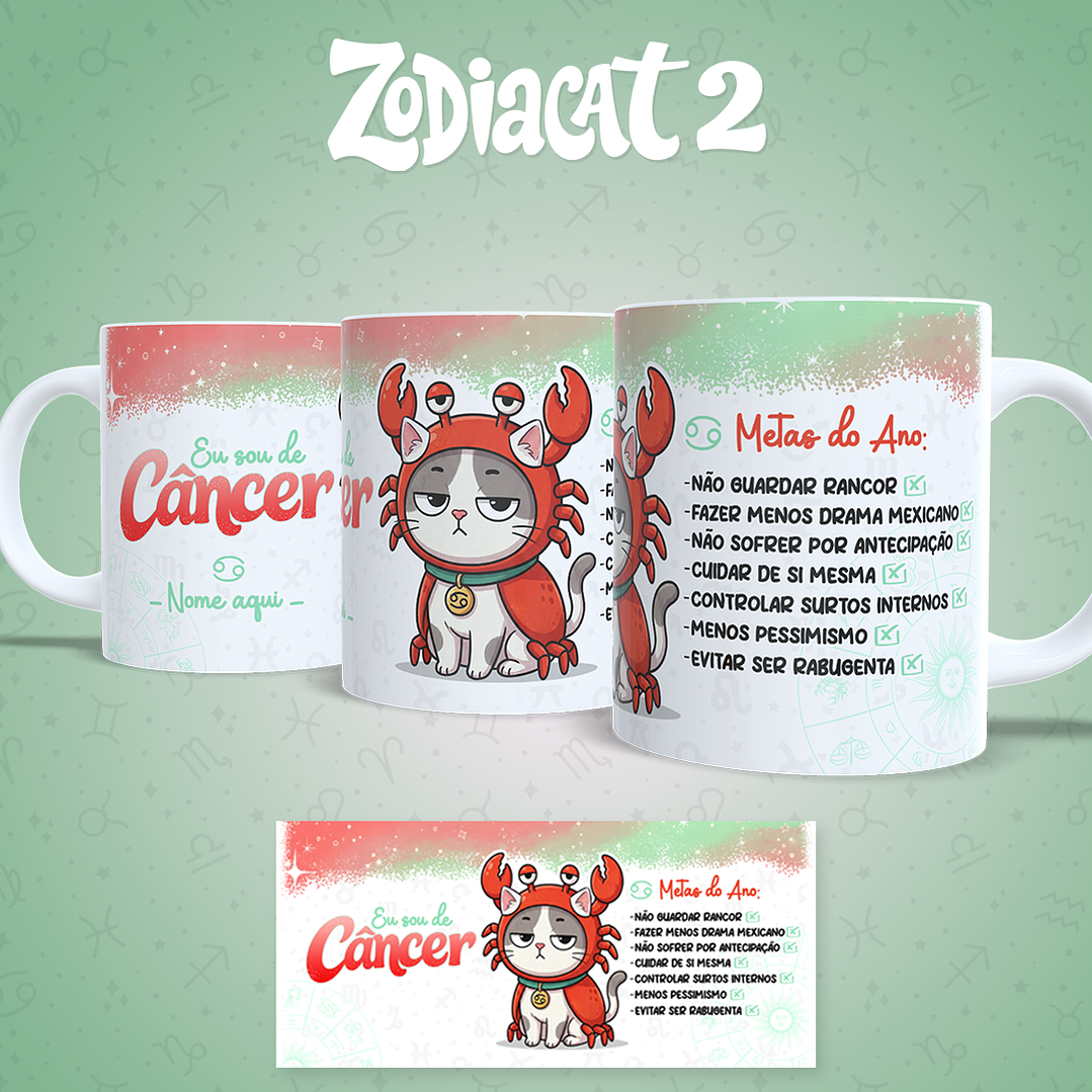 24 Artes para Caneca Siguinos Gatinhos Zodiacat Vol. 2  e 1 Arquivo em Jpg 9