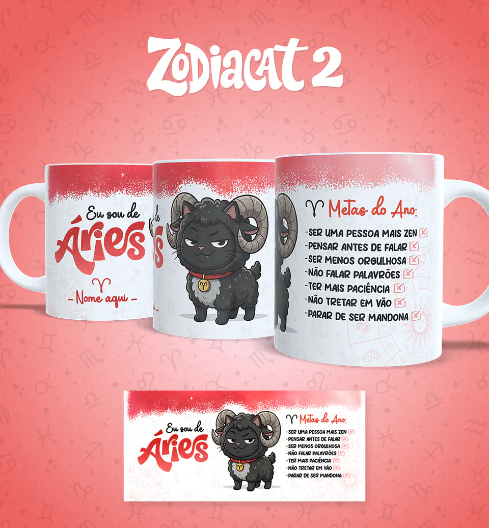 24 Artes para Caneca Siguinos Gatinhos Zodiacat Vol. 2  e 1 Arquivo em Jpg 10