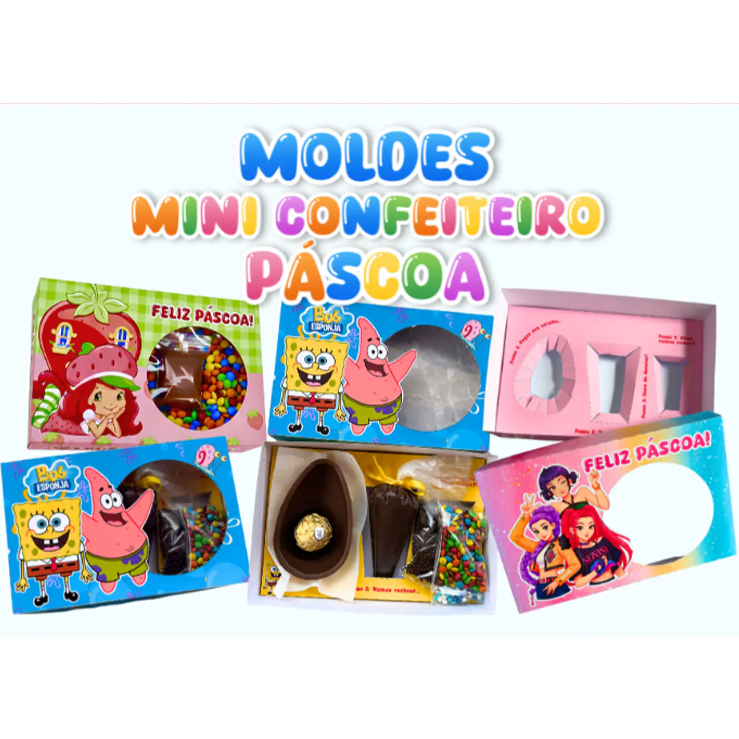 150 Moldes Mini Confeiteiro Páscoa Personagens Arquivo Editável 1