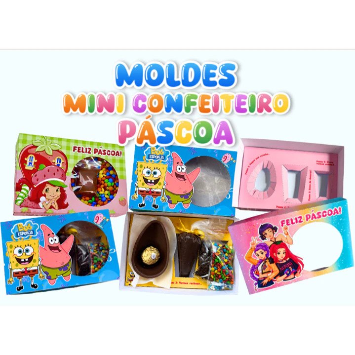 150 Moldes Mini Confeiteiro Páscoa Personagens Arquivo Editável 1