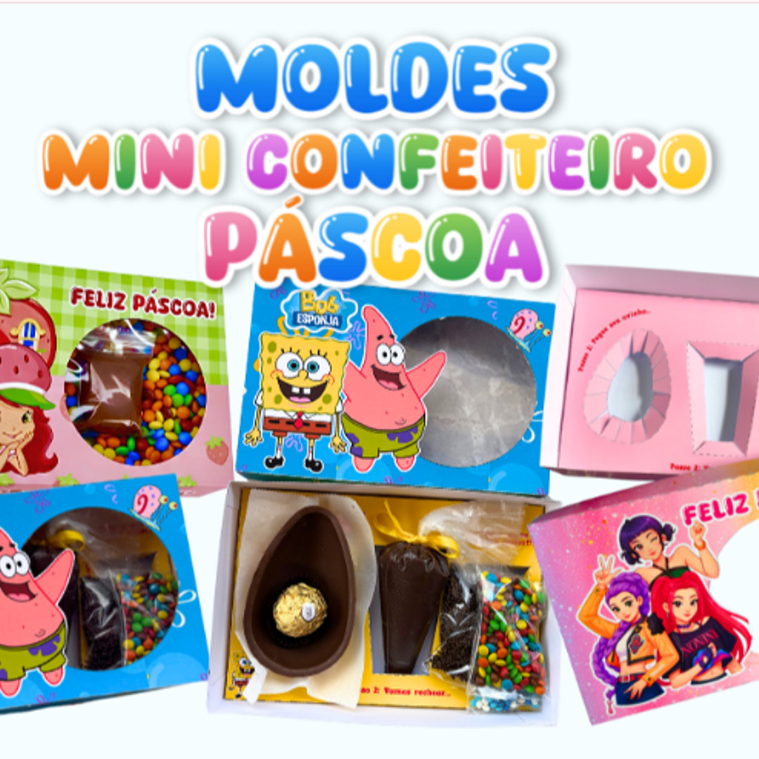 150 Moldes Mini Confeiteiro Páscoa Personagens Arquivo Editável 1