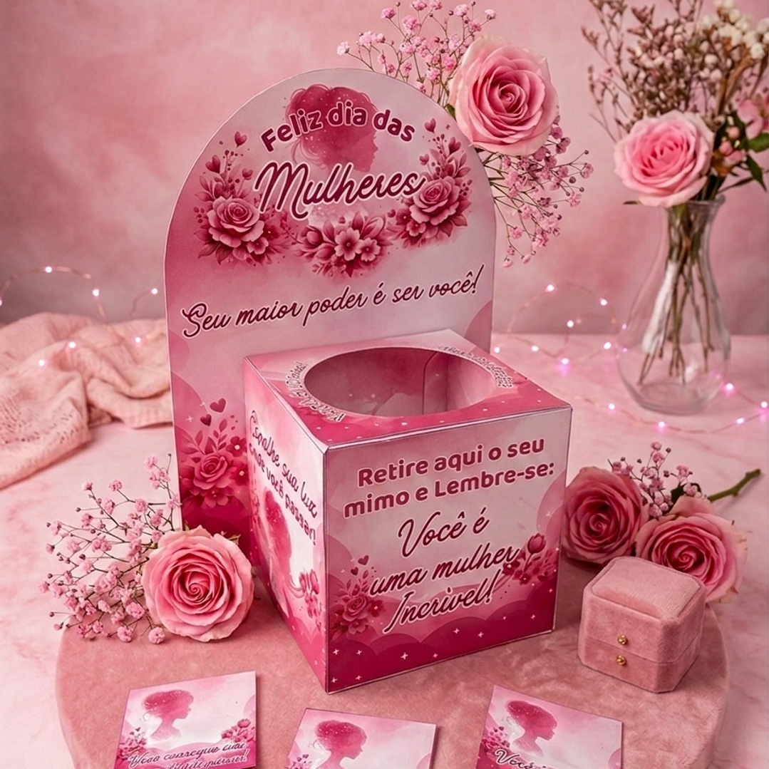 Arquivo Caixa com Mensagens para Clientes Dia das Mulheres Arquivo Editável  1