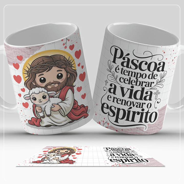 12 Artes para Caneca Páscoa Cristã Arquivo em Jpg  6