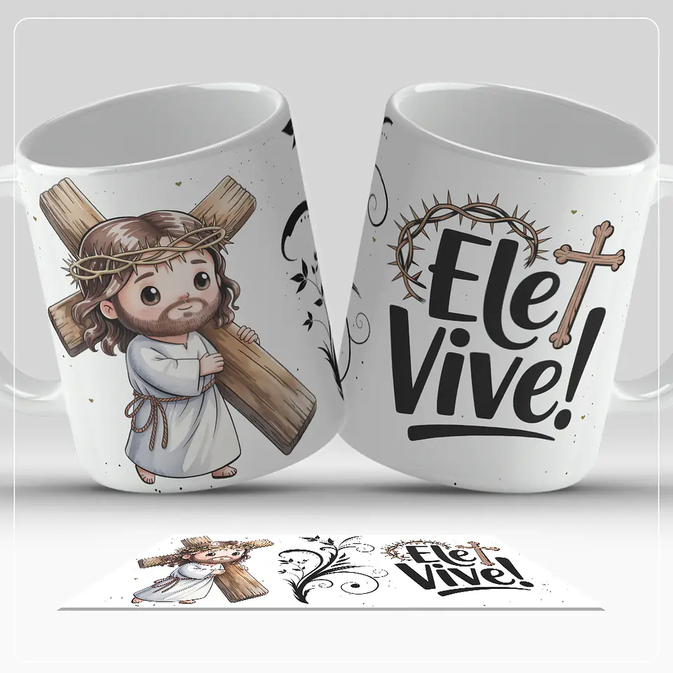 12 Artes para Caneca Páscoa Cristã Arquivo em Jpg  8