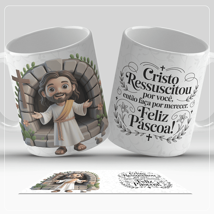 12 Artes para Caneca Páscoa Cristã Arquivo em Jpg  13