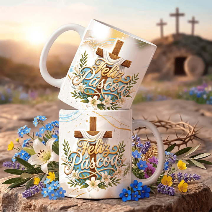 18 Artes para Caneca Páscoa Cristã Arquivo Editável  9
