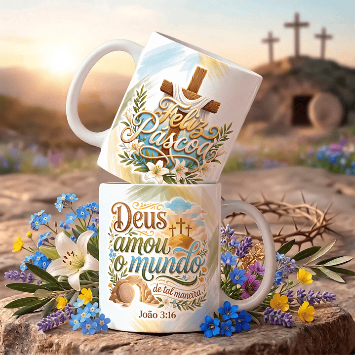 18 Artes para Caneca Páscoa Cristã Arquivo Editável  10