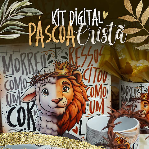 19 Artes para Caneca Páscoa Cristã Arquivo em Png