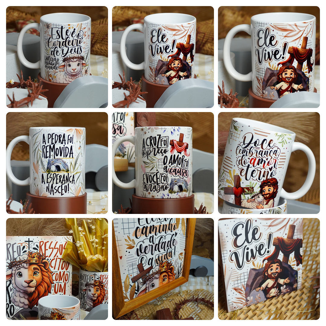 19 Artes para Caneca Páscoa Cristã Arquivo em Png 3