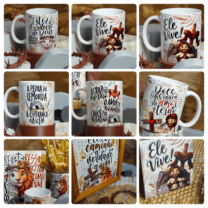 19 Artes para Caneca Páscoa Cristã Arquivo em Png 3