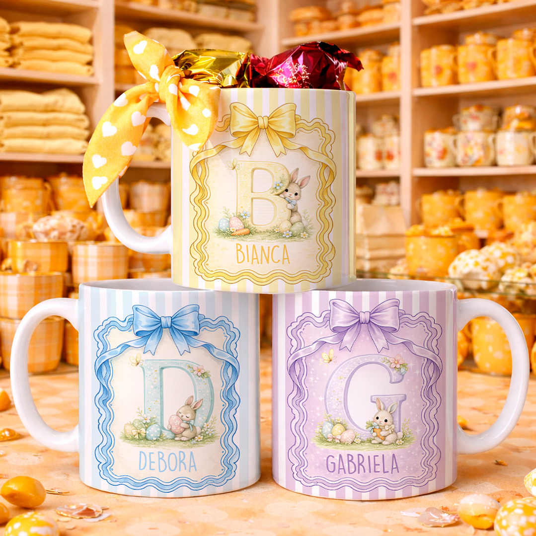 26 Artes para Caneca Alfabeto Páscoa Arquivo Editável 3