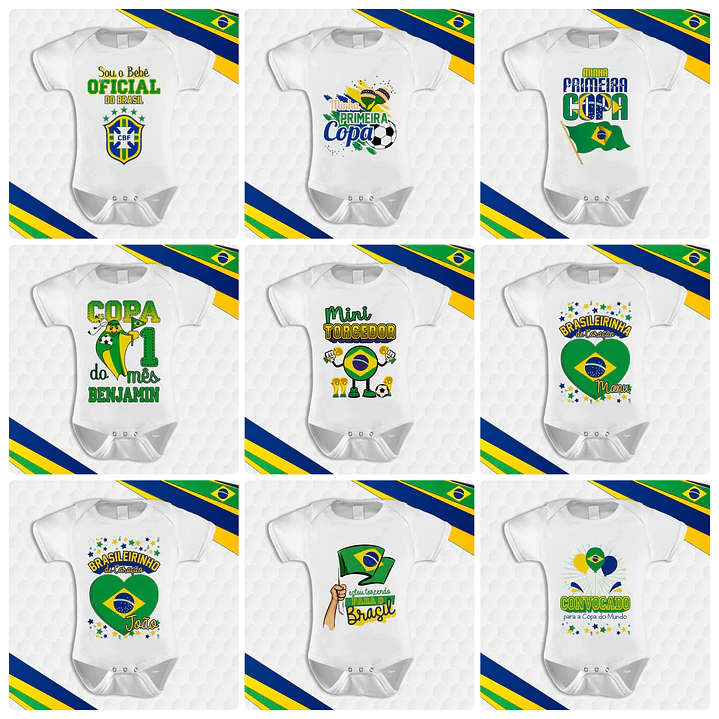 90 Artes para Camisa Body e Caneca Copa do Mundo 2026 Brasil Arquivo Editável/Png 2