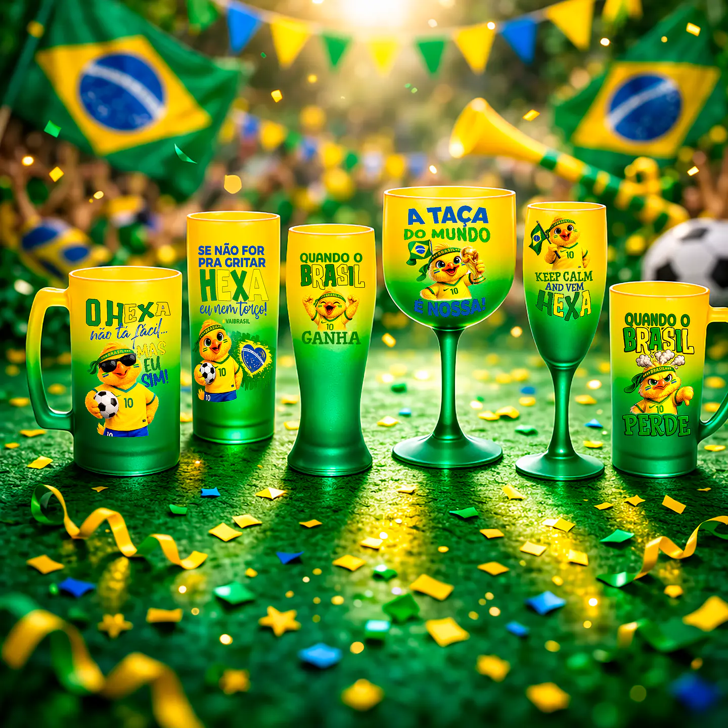Kit Digital Copa do Mundo 2026 Brasil PNG para Sublimação em Canecas (Tema Hexa) 2