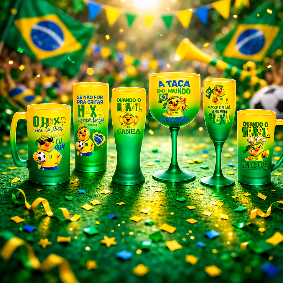 Kit Digital Copa do Mundo 2026 Brasil PNG para Sublimação em Canecas (Tema Hexa) 2
