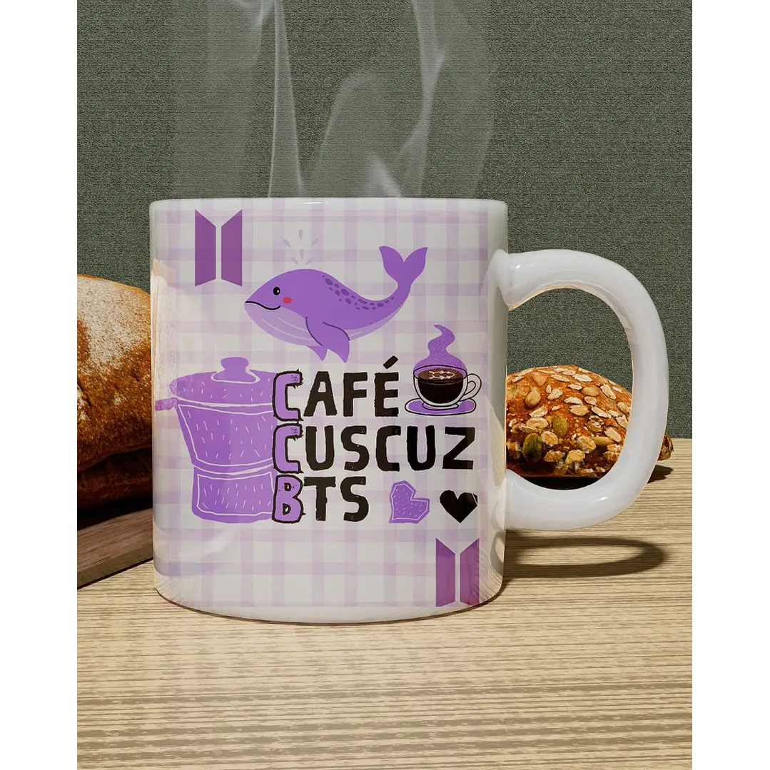 Arte Caneca Café, Cuscuz e BTS em Png  1