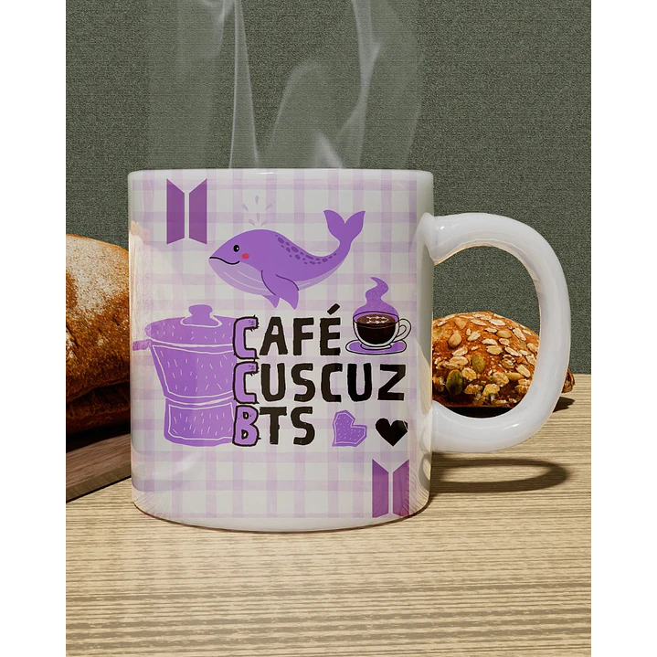 Arte Caneca Café, Cuscuz e BTS em Png  1
