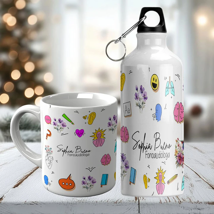 Arte para Caneca e Squeeze Fonoaudióloga em Png  1