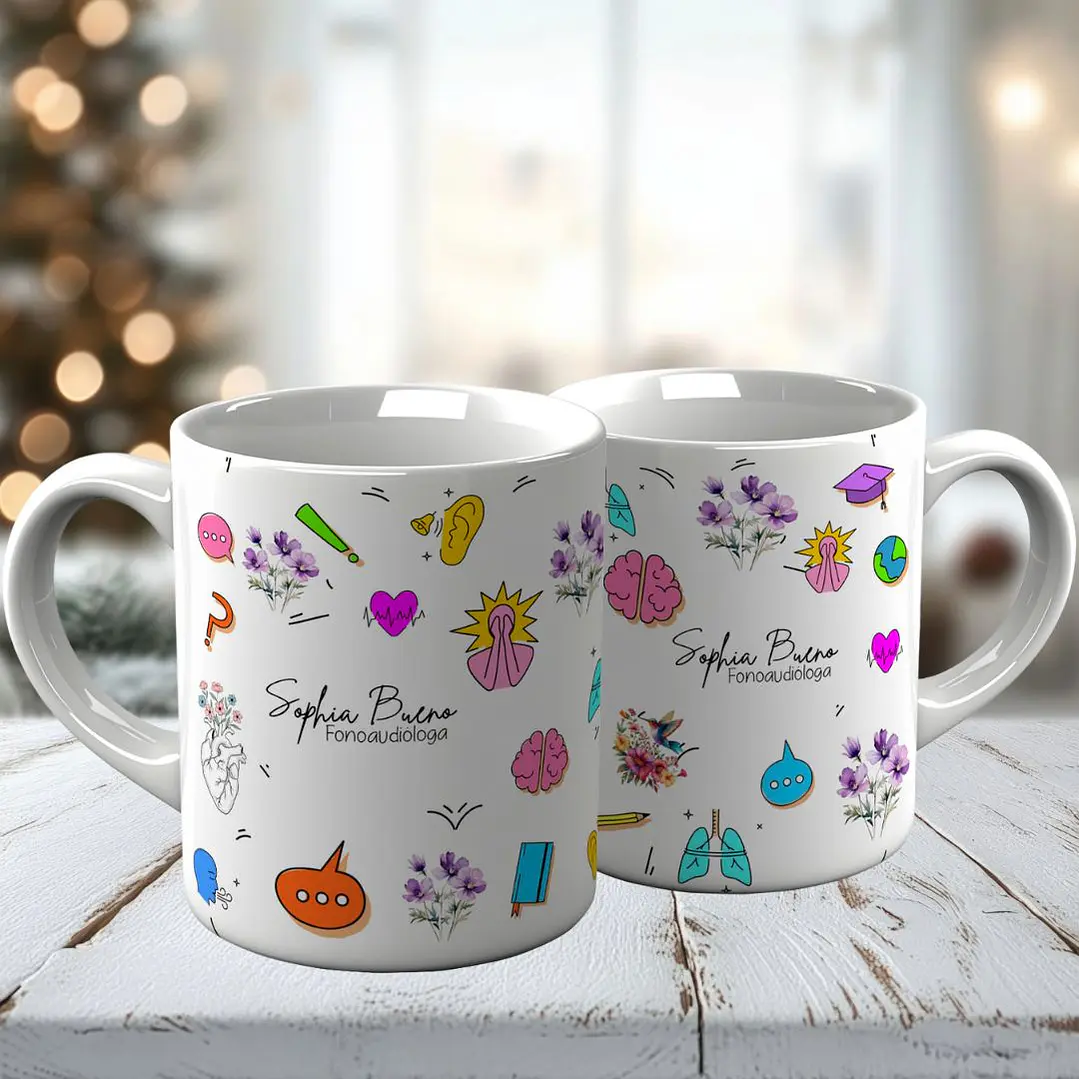 Arte para Caneca e Squeeze Fonoaudióloga em Png  3