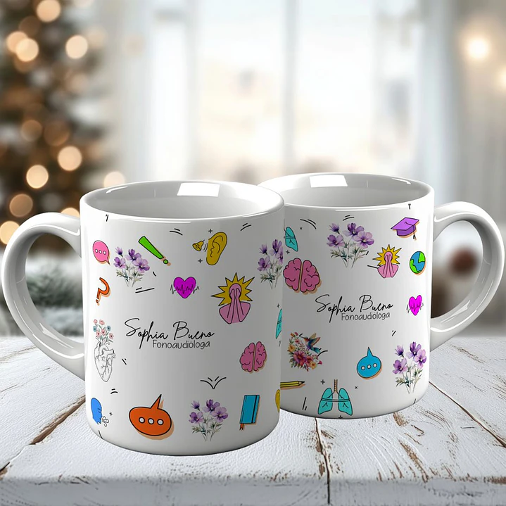 Arte para Caneca e Squeeze Fonoaudióloga em Png  3