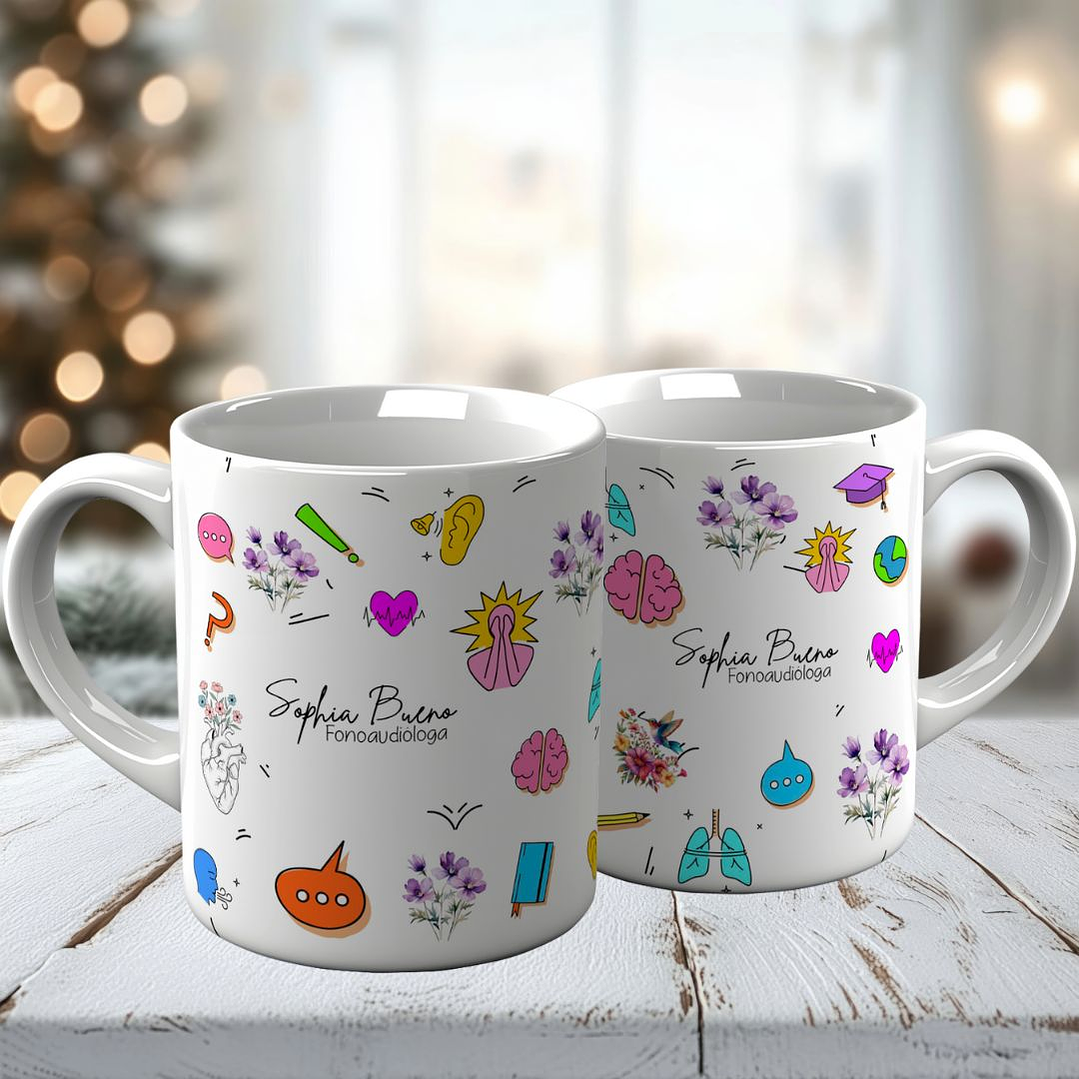 Arte para Caneca e Squeeze Fonoaudióloga em Png  3