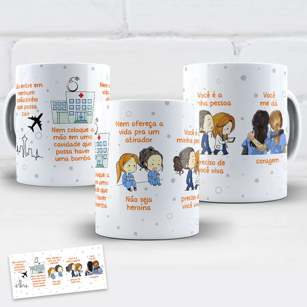 Arte para Caneca Greys Anatomy Aviaozinho em Png  3