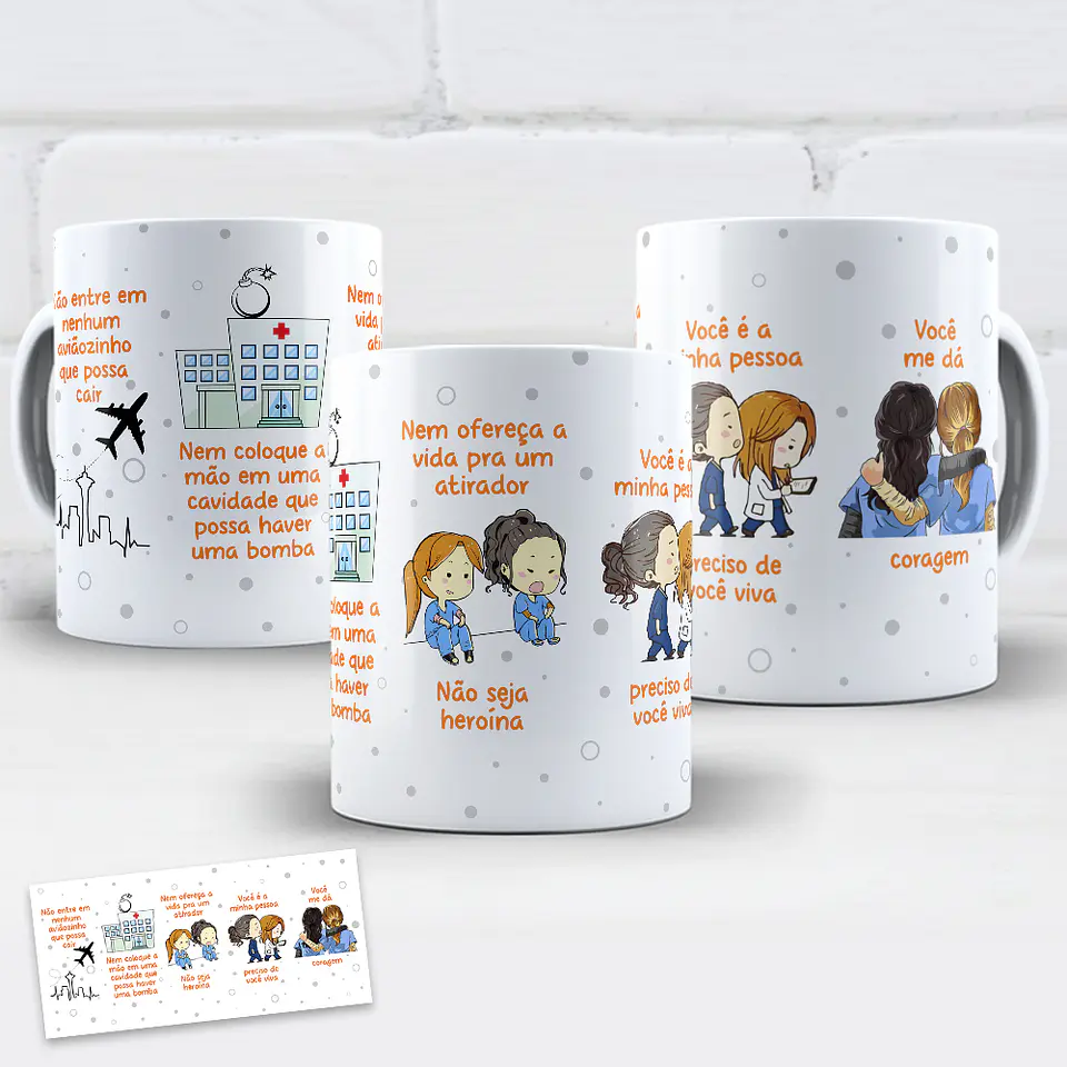 Arte para Caneca Greys Anatomy Aviaozinho em Png  3