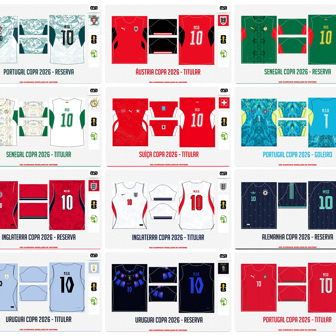 Pacote completo Estampas Copa Do Mundo 2026 em Vetor  2