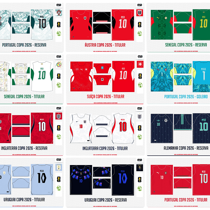 Pacote completo Estampas Copa Do Mundo 2026 em Vetor  2