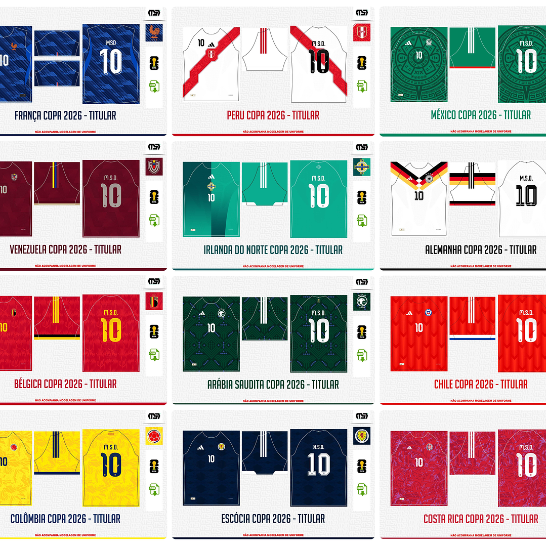 Pacote completo Estampas Copa Do Mundo 2026 em Vetor  7