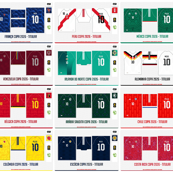 Pacote completo Estampas Copa Do Mundo 2026 em Vetor  7
